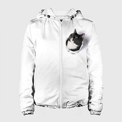 Куртка с капюшоном женская КОТ В СЕРДЦЕ, цвет: 3D-белый