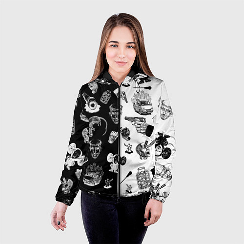 Женская куртка КРОВОСТОК ТАТУИРОВКИ ЧБ / 3D-Черный – фото 4