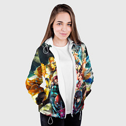 Куртка с капюшоном женская КЛИНОК РАССЕКАЮЩИЙ ДЕМОНОВ ПЕРСОНАЖИ, цвет: 3D-белый — фото 2