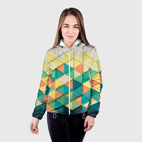 Женская куртка Ромбики / 3D-Белый – фото 4