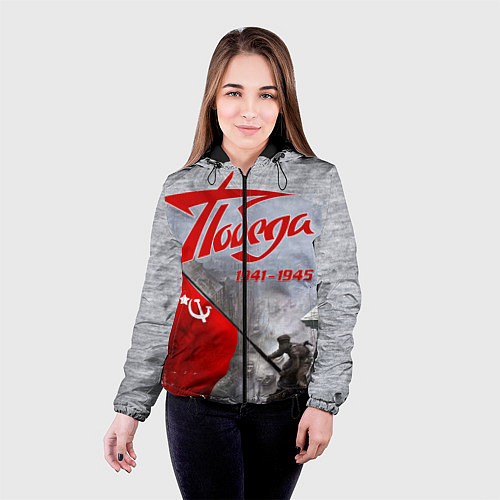 Женская куртка 9 мая День победы / 3D-Черный – фото 4