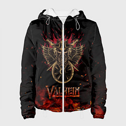 Куртка с капюшоном женская Valheim символ черепа, цвет: 3D-белый