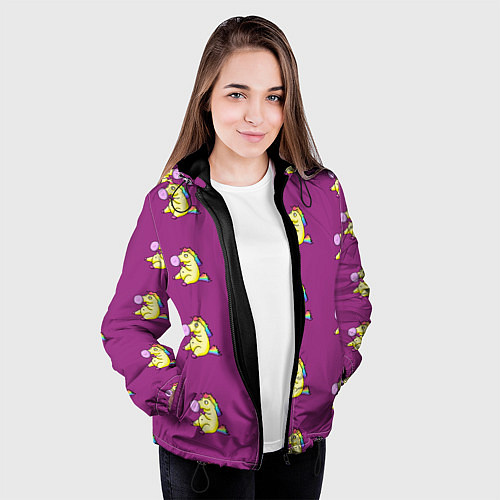 Женская куртка Фиолетовые пони / 3D-Черный – фото 3