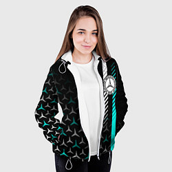 Куртка с капюшоном женская МЕРСЕДЕС AQUA BLACK GRADIENT, цвет: 3D-белый — фото 2