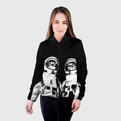 Куртка с капюшоном женская Коты Космонавты, цвет: 3D-черный — фото 2