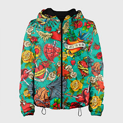 Куртка с капюшоном женская Дела сердечные tattoo, цвет: 3D-черный