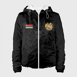 Куртка с капюшоном женская ФОРМА АРМЕНИИ ФЛАГ ГЕРБ, цвет: 3D-белый