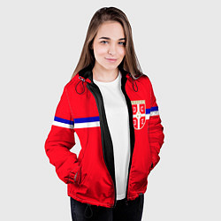 Куртка с капюшоном женская Сборная Сербии, цвет: 3D-черный — фото 2