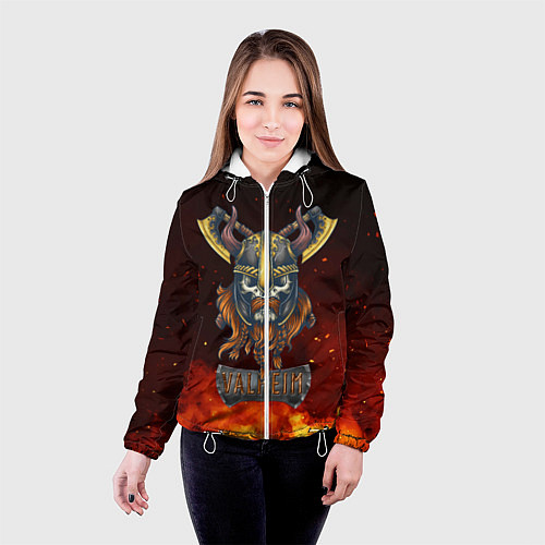 Женская куртка Valheim Череп викинга / 3D-Белый – фото 4