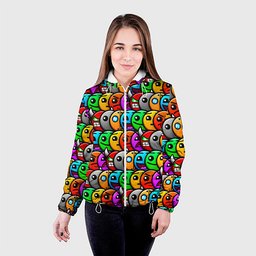 Женская куртка Geometry Dash: Pattern Z / 3D-Белый – фото 4