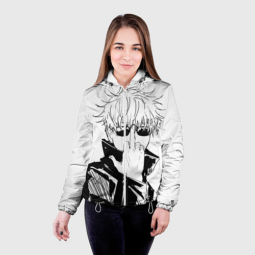 Женская куртка Магическая битва Годжо / 3D-Белый – фото 4