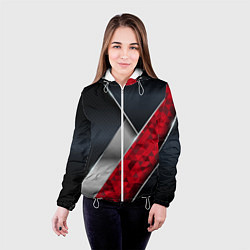 Куртка с капюшоном женская 3D BLACK AND RED METAL, цвет: 3D-белый — фото 2