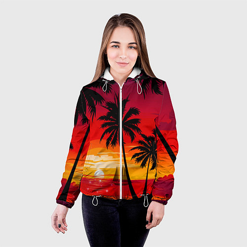 Женская куртка Гавайский закат / 3D-Белый – фото 4