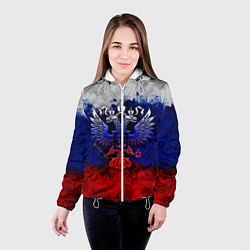 Куртка с капюшоном женская Россия Russia Герб, цвет: 3D-белый — фото 2
