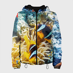 Куртка с капюшоном женская Морской мир, цвет: 3D-черный