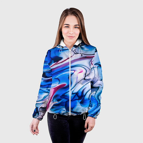 Женская куртка ТАЙ ДАЙ ОКЕАН ЧЕРНИЛ / 3D-Белый – фото 4