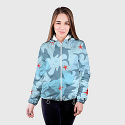 Куртка с капюшоном женская Акулы паттерн, цвет: 3D-белый — фото 2