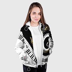 Куртка с капюшоном женская МУЗЫКАЛЬНЫЙ УЗОР, цвет: 3D-белый — фото 2