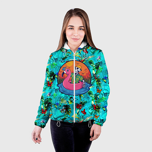 Женская куртка Скелет в надувном Фламинго / 3D-Белый – фото 4
