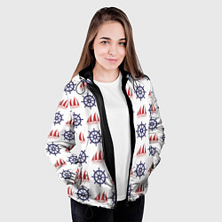 Куртка с капюшоном женская Корабли и штурвалы, цвет: 3D-черный — фото 2