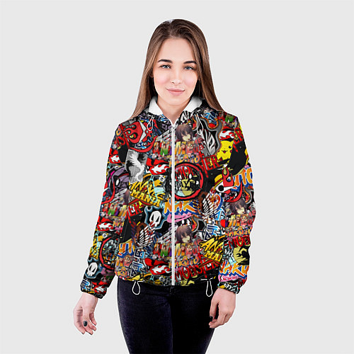 Женская куртка Логотипы Аниме Мультиков / 3D-Белый – фото 4
