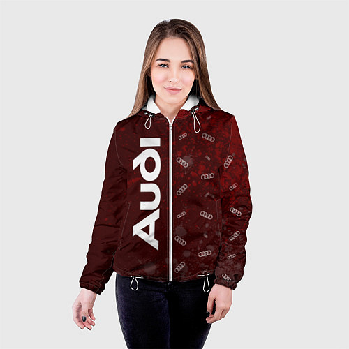 Женская куртка Ауди - Краска Паттерн / 3D-Белый – фото 4