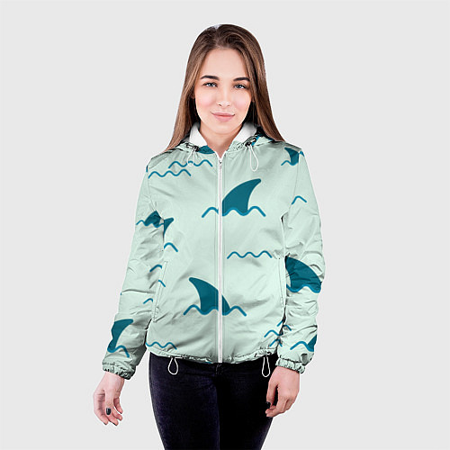 Женская куртка Плавники акул / 3D-Белый – фото 4