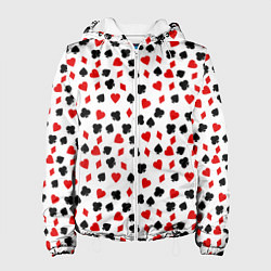 Куртка с капюшоном женская Карточные Масти, цвет: 3D-белый