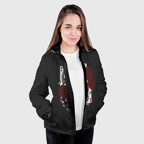 Женская куртка Карты / 3D-Черный – фото 3