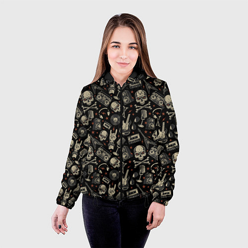 Женская куртка Scull pattern rock / 3D-Черный – фото 4