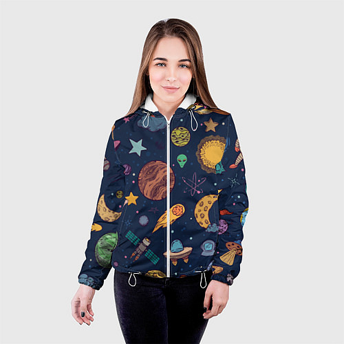 Женская куртка Космический мир / 3D-Белый – фото 4