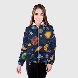 Куртка с капюшоном женская Космический мир, цвет: 3D-белый — фото 2