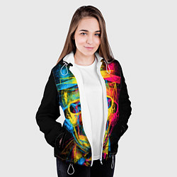 Куртка с капюшоном женская Череп-анаглиф, цвет: 3D-белый — фото 2