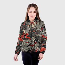Куртка с капюшоном женская Китайский Дракон, China Dragon, цвет: 3D-черный — фото 2