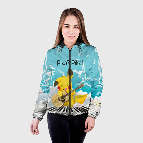 Женская куртка Пикачу играет на гитаре / 3D-Черный – фото 4