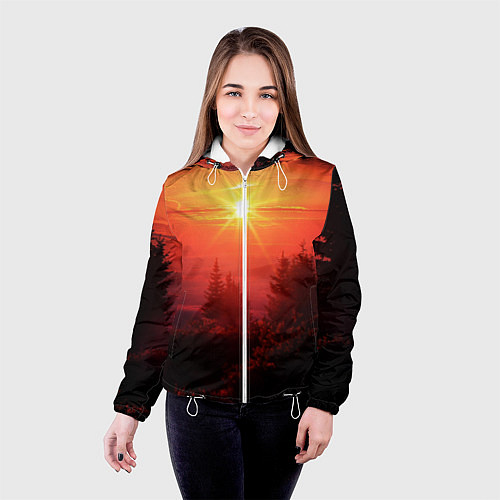 Женская куртка УТРЕННИЙ РАССВЕТ НАД ОБЛАКАМИ / 3D-Белый – фото 4