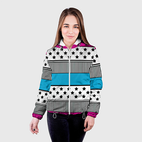 Женская куртка Молодежный современный узор / 3D-Белый – фото 4