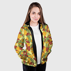Куртка с капюшоном женская Яркие осенние листья, цвет: 3D-черный — фото 2