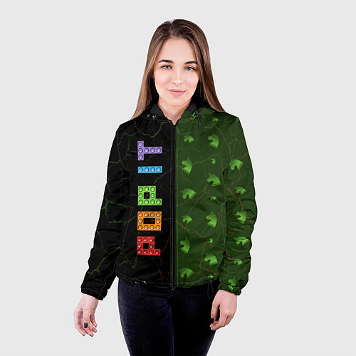 Женская куртка Pop It - Unicorn - Stripes Pattern / 3D-Черный – фото 4