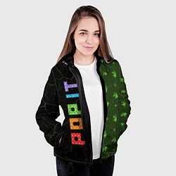 Куртка с капюшоном женская Pop It - Unicorn - Stripes Pattern, цвет: 3D-черный — фото 2