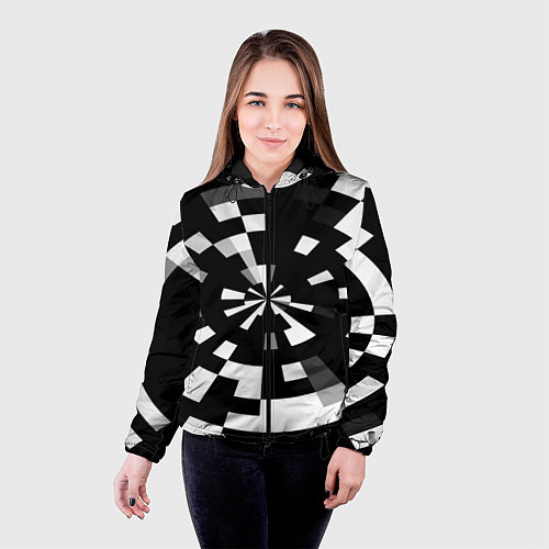Женская куртка Черно-белый фон иллюзии / 3D-Черный – фото 4