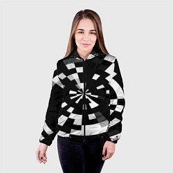 Куртка с капюшоном женская Черно-белый фон иллюзии, цвет: 3D-черный — фото 2