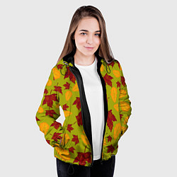 Куртка с капюшоном женская Осенние листья клён и дуб, цвет: 3D-черный — фото 2
