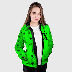 Куртка с капюшоном женская Древний Иероглиф - Краска Паттерн, цвет: 3D-черный — фото 2