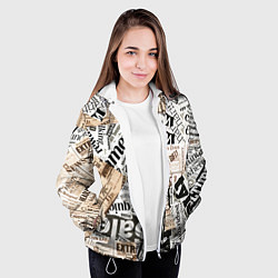 Куртка с капюшоном женская Газета, цвет: 3D-белый — фото 2