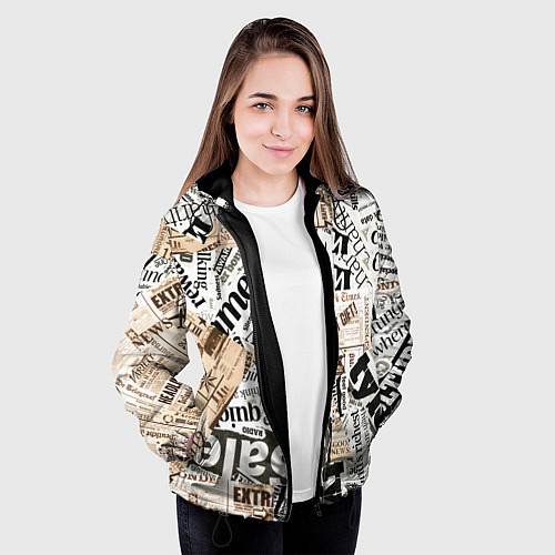 Женская куртка Газета / 3D-Черный – фото 3