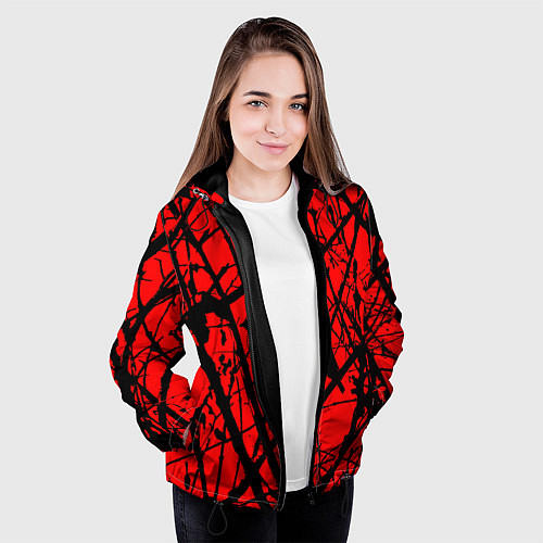 Женская куртка Хоррор Мрачный лес / 3D-Черный – фото 3