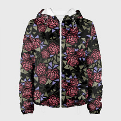 Куртка с капюшоном женская Цветочная мозаика, цвет: 3D-белый