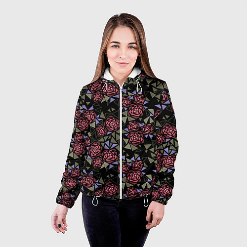 Женская куртка Цветочная мозаика / 3D-Белый – фото 4