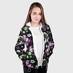 Куртка с капюшоном женская Птички в вечернем саду, цвет: 3D-белый — фото 2